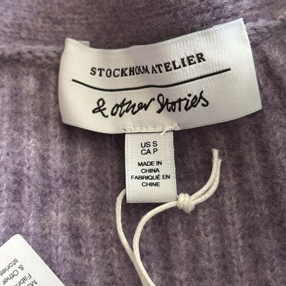 & Other Stories Rib Knit Wrap Cardigan in purple size small NWT - Picture 10 of 11